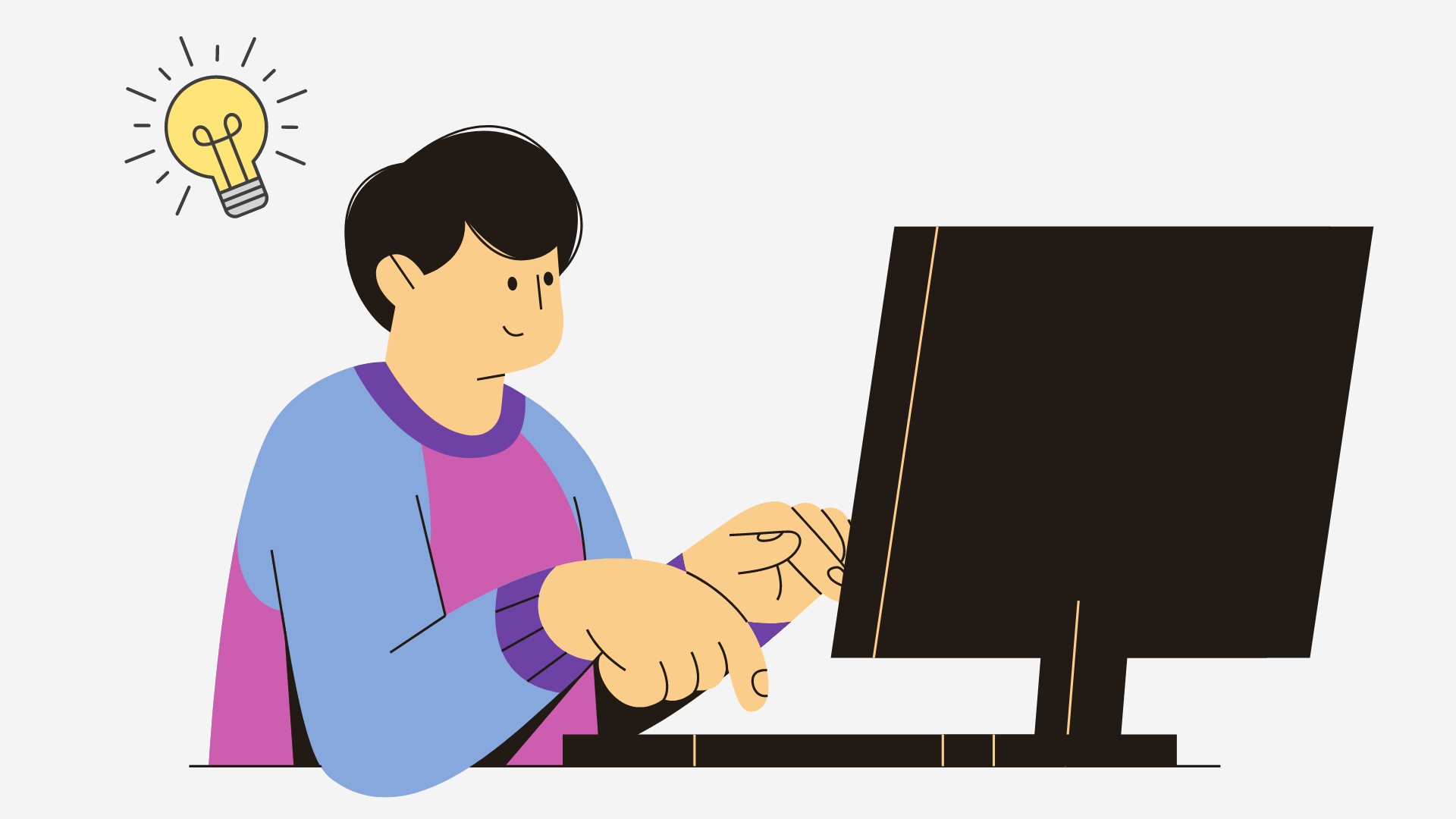 パソコンで学習する男性